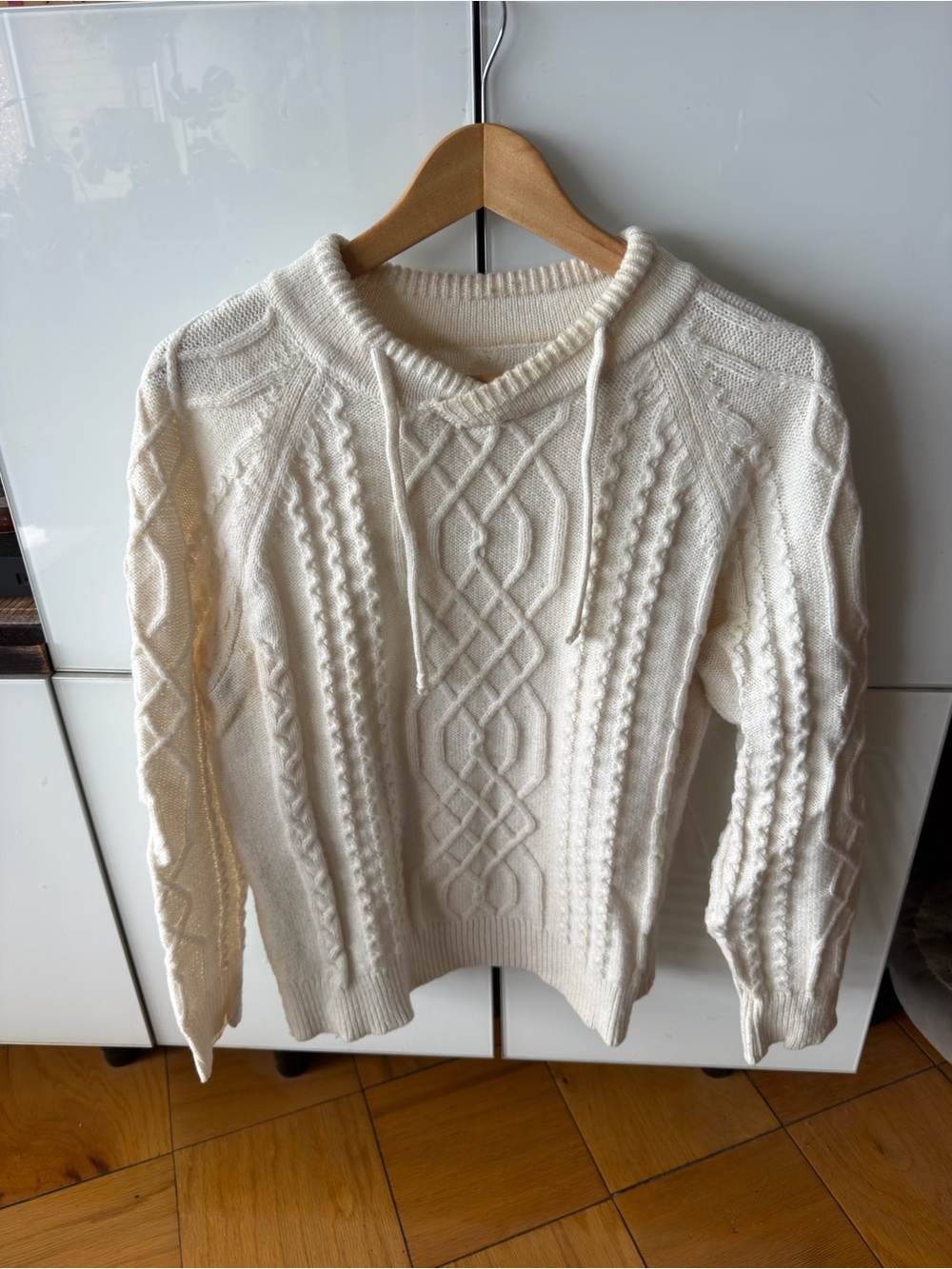 SHEIN Cream Cable Knit Sweater